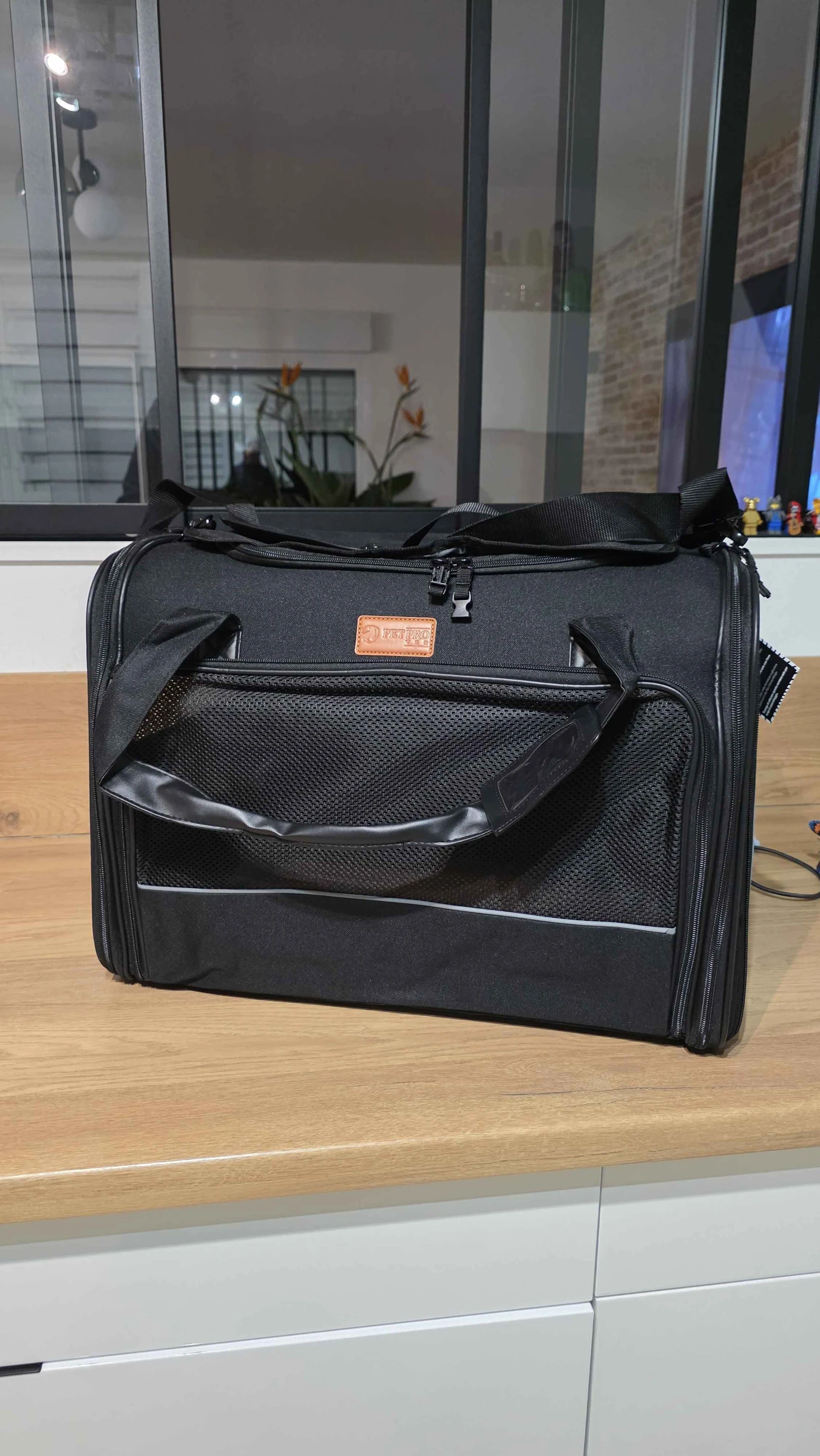 [N3UF] Sac transport chien/chat PetProved pliable - taille L, noir